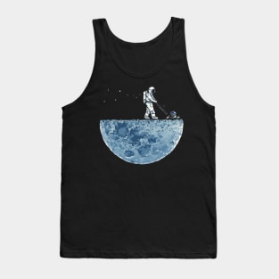 Astronaut mowing the grass on the moon Tank Top